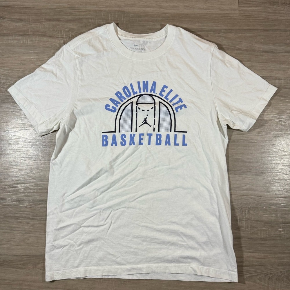 Nike Jumpman Carolina Elite Basketball‎ T Shirt Men's Size Large White  Blue